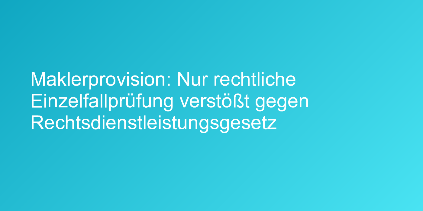 Urteil zu Maklerprovision