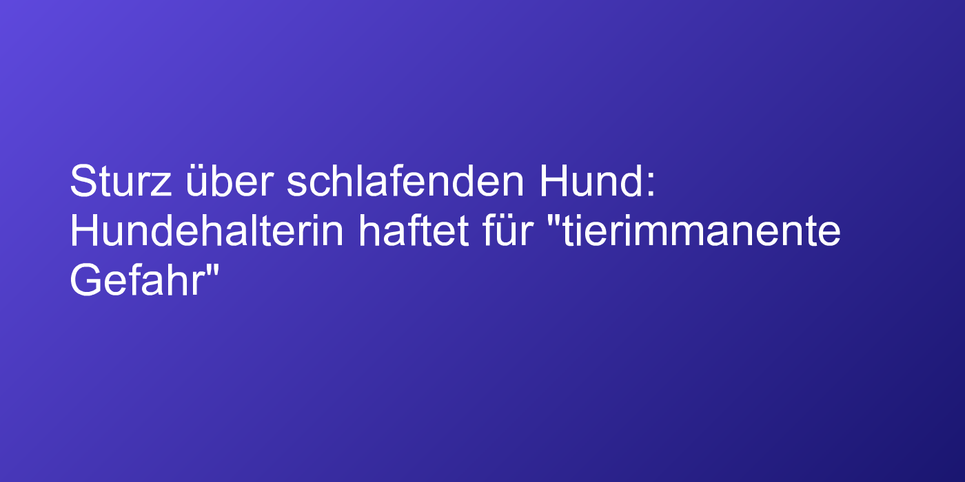 Haftung bei Sturz über Hund