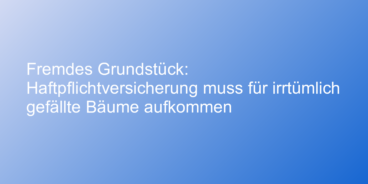 Fremdes Grundstück: Haftpflichtversicherung muss für irrtümlich gefällte Bäume aufkommen