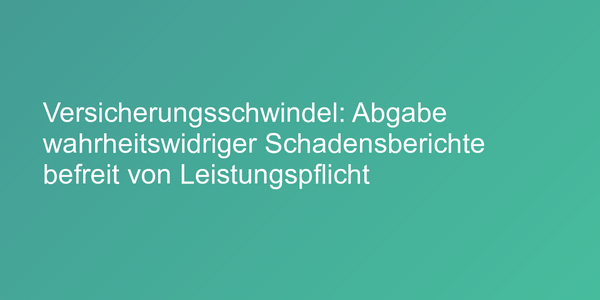 Geschildeter Schadenshergang muss stimmen