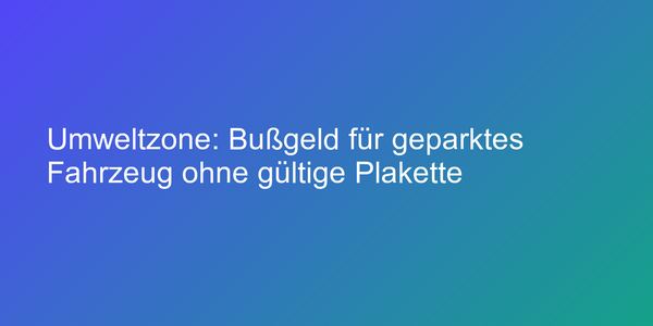 Kennzeichen auf Umweltplakette muss übereinstimmen