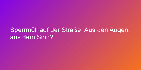Sperrmüll auf der Straße: Aus den Augen, aus dem Sinn…