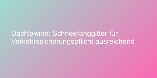 Dachlawine: Schneefanggitter für Verkehrssicherungspflicht ausreichend