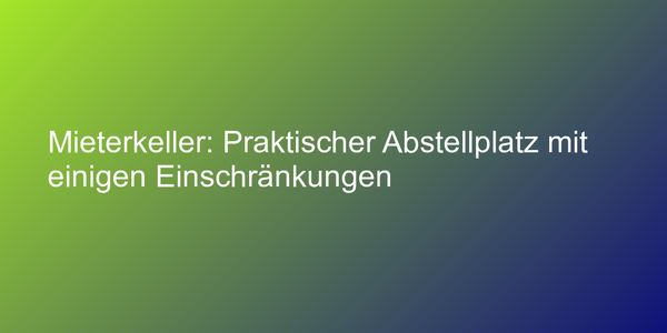 Mieterkeller: Praktischer Abstellplatz mit einigen Einschränkungen