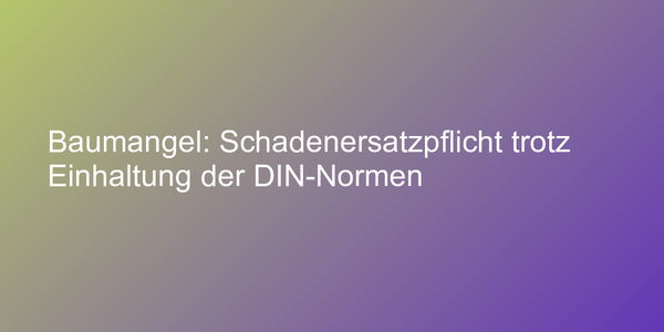 Schadenersatz wegen Baumängeln