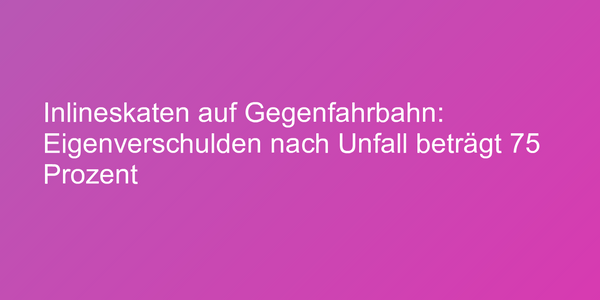 Inlineskater auf Gegenfahrbahn haften bei Unfall