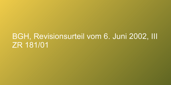 BGH, Revisionsurteil vom 6. Juni 2002, III ZR 181/01