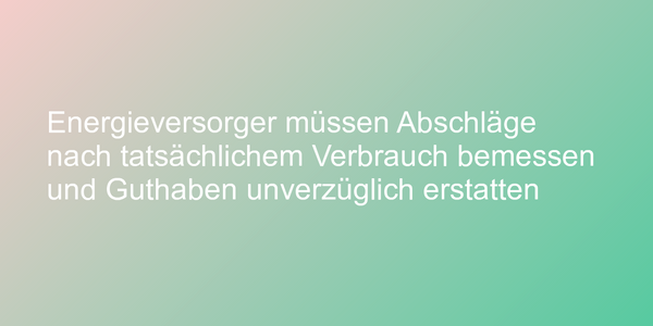 Energieversorger dürfen Erstattung von Guthaben nicht herauszögern